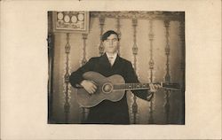 Man Playing Acoustic Guitar Music Postcard Postcard Postcard