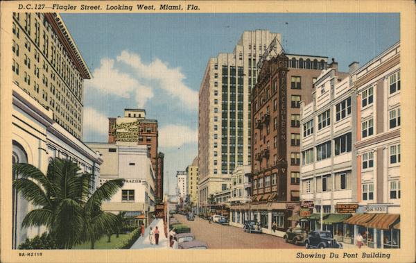 Flagler Street, Looking West Miami, FL Postcard