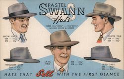 Pastel Swann Hats Postcard