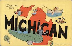 Greetings from Michican Postcard