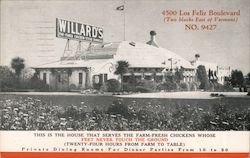 Willard's Farm Fresh Chicken Dinners Postcard