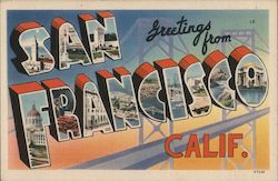 Greetings from San Francisco, Calif. California Postcard Postcard Postcard