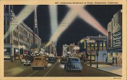 Hollywood Boulevard at Night Postcard