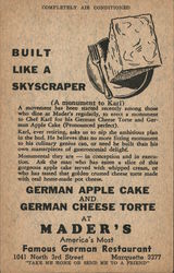 Mader's German Apple Cake Postcard