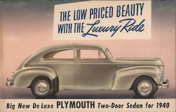 1940 Plymouth two door sedan Cars Postcard Postcard Postcard