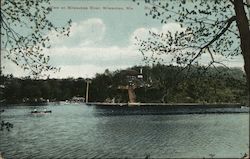 View on MIlwaukee River Wisconsin Postcard Postcard Postcard