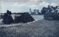 Lake Park and Lighthouse Postcard