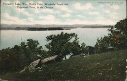 Pewaukee Lake, Wisconsin, Rocky Point, Waukesha Beach and Edgewood Farm in the Distance Postcard