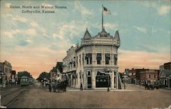 Union, Ninth and Walnut Streets Coffeyville, KS Postcard Postcard Postcard