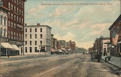 Washington Avenue, Looking North From Michigan Avenue Lansing, MI Postcard Postcard Postcard