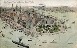 Bird's-Eye View of Lower New York Postcard