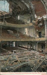 Interior of Majestic Theater after the Earthquake, April 18, 1906 Postcard