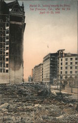 Market St., looking towards the Ferry, after the fire April 18-20, 1906 Postcard