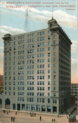 Merchants Exchange reconstructed since the Fire. Wireless Telegraphy on Roof Postcard