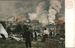 Refugees Watching the Burning City, April 18, 1906 Postcard