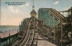 Racing on the Derby Racers Revere Beach, MA Postcard Postcard Postcard