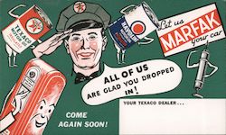 All Of Us Are Glad You Dripped In Your Texaco Dealer Postcard