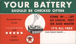 Your Battery Should be Checked Often - Texaco Dealer Postcard