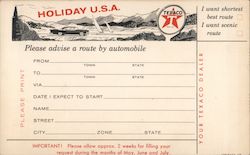 Texaco Business Reply Card Requesting Shortest Best or Scenic Route Advertising Postcard Postcard Postcard