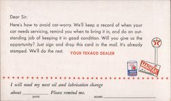 Your Texaco Dealer Oil Change Reminder Card Advertising Postcard Postcard Postcard