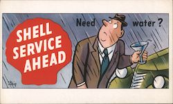 Need Water? Shell Service Ahead Postcard