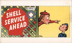 Shell Service Ahead Ladies A Home Clean Rest Room Postcard