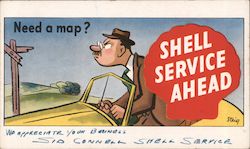 Need a Map? Shell Service Ahead Advertising Postcard Postcard Postcard