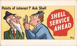 Points of Interest? Ask Shell. Shell Service Ahead Postcard