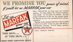 Texaco Marfak Ad. Postcard