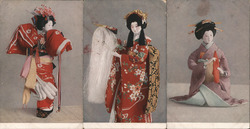 Set of 3: Japanese Geishas Postcard