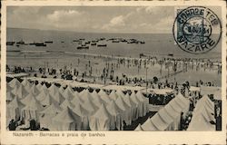 Nazareth - Barracas e praia de banhos Postcard