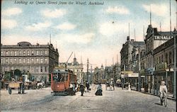 Looking up Queen Street from the Wharf, Auckland Postcard