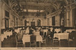 Large Dining Room, Hotel Rheinischer Hof Munich, Germany Postcard Postcard Postcard