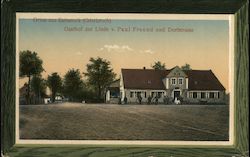 Gruss aus Rathstock (Oderbruch) Gasthof zur Linde v. Paul Freund und Dorfstrasse Germany Postcard Postcard Postcard