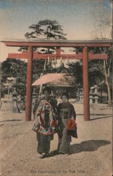 Christening of the First Baby, Women with Baby Outside Shrine Postcard