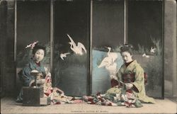 Ohanasan's Sisters at Sewing Postcard