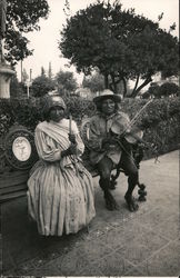 Tarahumara Woman and Man with Violin Mexico Postcard Postcard Postcard