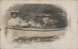 Studio Photo Family in Boat Postcard