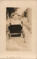 Baby in allwin carriage, stroller Postcard