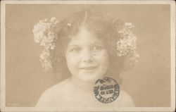 Portrait of Young Girl with Flowers in Hair Germany Children Postcard Postcard Postcard