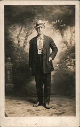 Studio Portrait Man with hat Men Postcard Postcard Postcard