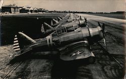 Group of WWII Fighter Planes on Runway World War II Postcard Postcard Postcard