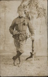 Studio Photo: Soldier with Cigarette WWI or earlier World War I Postcard Postcard Postcard