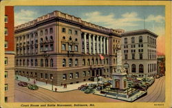 Court House And Battle Monument Postcard