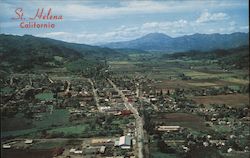 St. Helena, California Located in a Valley of Famous Vineyards. Mt. St. Helena Shows In the Distance Postcard