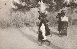 African Women Carrying Pots on Head to Collect Water Omdurman, Sudan Postcard Postcard Postcard