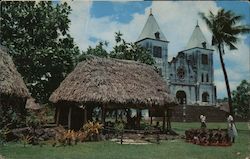 SAMOAN SCHOOLHOUSE AND CHURCH Western Samoa Postcard Postcard Postcard