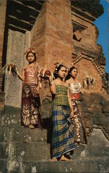 Balinese Girls in Temple Festival Fashion Postcard