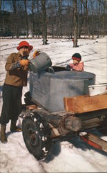 Maple Sap being Poured into gathering tank Dick Smith Postcard Postcard Postcard