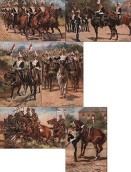 Set of 6: British Army 17th Lancers Postcard